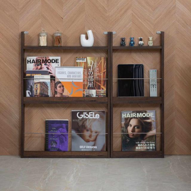 マガジンラック 幅60cm 2段 薄型 （ 本棚 雑誌収納 ブックスタンド