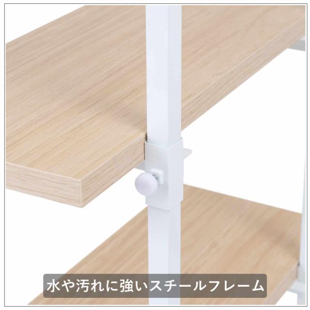 突っ張り カウンター下ラック 幅59.5cm 棚板3枚付 無段階調整 日本製 （ ラック 棚 カウンター下 収納 ディスプレイラック つっぱり 薄型 壁面ラック 収納ラック キッチンカウンター キッチン収納 ロータイプ 食器棚 飾り棚 3段 ）_9