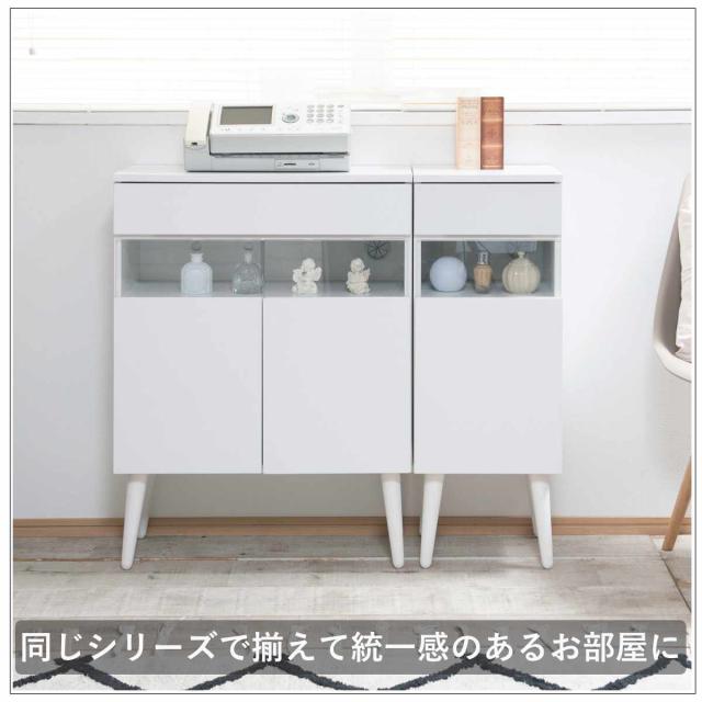 ルーター収納 幅30cm ファックス台 ホワイトリビング （ 棚 ラック 収納 ルーター モデム収納 家具 ディスプレイ 引き出し ケーブル収納 可動棚 モデム サイドボード サイドキャビネット シェルフ ホワイト ）_11