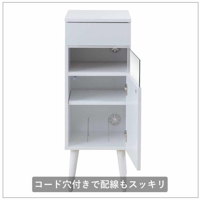 ルーター収納 幅30cm ファックス台 ホワイトリビング （ 棚 ラック 収納 ルーター モデム収納 家具 ディスプレイ 引き出し ケーブル収納 可動棚 モデム サイドボード サイドキャビネット シェルフ ホワイト ）_9