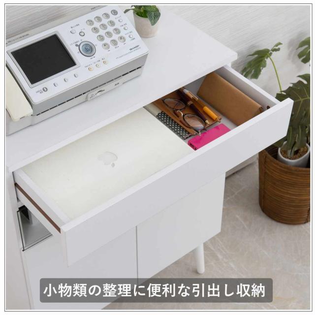 ルーター収納 幅60cm ファックス台 ホワイトリビング （ 棚 ラック 収納 ルーター モデム収納 家具 ディスプレイ 引き出し ケーブル収納 可動棚 モデム サイドボード サイドキャビネット シェルフ ホワイト ）_5