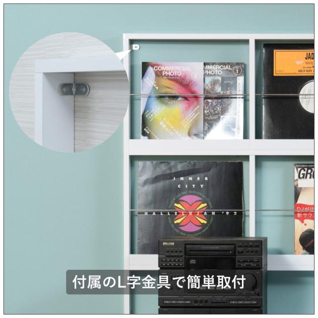 壁面レコードラック 幅111cm 6マス ホワイト （ レコードラック 壁面 ラック 棚 ディスプレイ 収納 飾り棚 壁面収納 FORCE レコード収納 省スペース ）_5