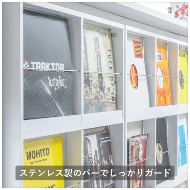 壁面レコードラック 幅111cm 6マス ホワイト （ レコードラック 壁面 ラック 棚 ディスプレイ 収納 飾り棚 壁面収納 FORCE レコード収納 省スペース ）_7