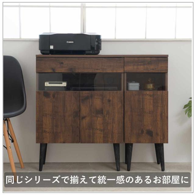 ルーター収納 幅60.5cm FAX台 ヴィンテージ調 Arizona （ ラック 収納 ルーター モデム 収納棚 木製 ディスプレイラック 多目的ラック サイドボード サイドキャビネット シェルフ ブラウン 脚付き 西海岸風 ）_11