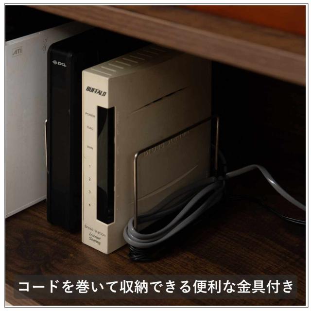 ルーター収納 幅60.5cm FAX台 ヴィンテージ調 Arizona （ ラック 収納 ルーター モデム 収納棚 木製 ディスプレイラック 多目的ラック サイドボード サイドキャビネット シェルフ ブラウン 脚付き 西海岸風 ）_8