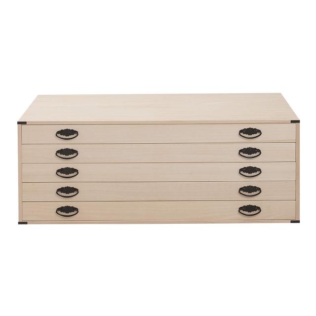 桐タンス 幅99.5cm 5段 上置き兼用 桐収納 衣装箱 引出し 浅型 日本製 完成品 （ 桐箪笥 収納 桐チェスト 国産 桐箱 五杯 桐 たんす タンス 箪笥 積み重ね 桐衣装箱 着物収納 衣類収納 チェスト 天然木 ）