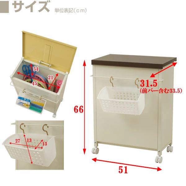 ベランダボックス 奥行31.5cm 小物収納カゴ付 キャスター付 （ ベランダ 収納 ランドリー収納 収納庫 小型 ストッカー ランドリー ボックス 奥行スリム カゴ付 イエロー ブラウン 室内 屋外 ）_3