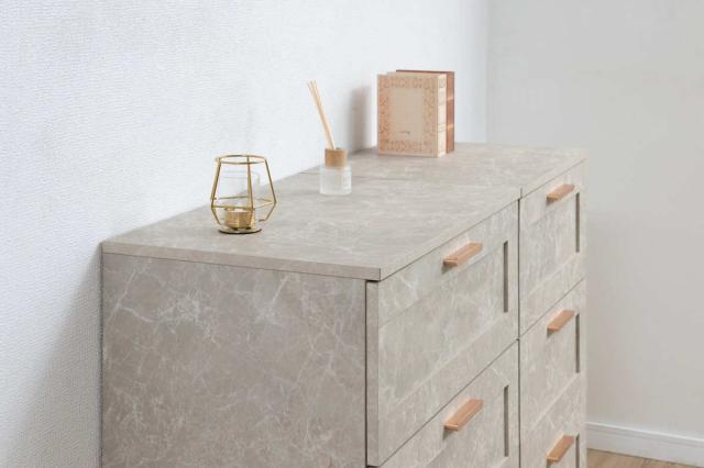 チェスト 幅45.5cm 大理石調 引出し3段 （ 収納 衣類収納 引き出し