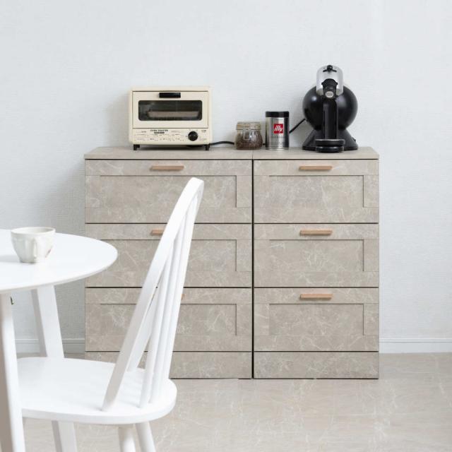 チェスト 幅45.5cm 大理石調 引出し3段 （ 収納 衣類収納 引き出し