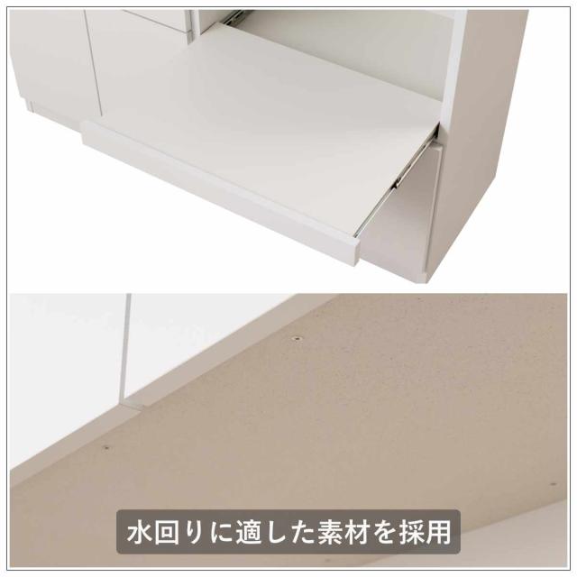 キッチンボード 幅89.5cm コンセント付 フルスライドレール 日本製 （ 食器棚 ホワイト 木目調 可動棚 家電 レンジ台 キッチン収納 スライド棚 3口コンセント 電子レンジ 炊飯器 白 収納 90cm ）_8