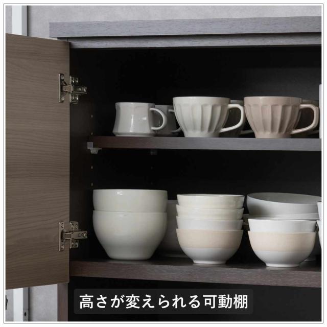 キッチンボード 幅120cm スリートーン フルスライドレール 日本製 （ 食器棚 ブラック 木目調 可動棚 家電 レンジ台 キッチン収納 スライド棚 4口コンセント 電子レンジ 炊飯器 黒 収納 120cm レンジラック ）_7