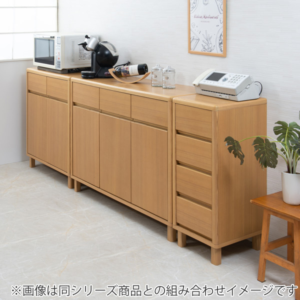 キャビネット 幅115cm 3枚扉 引出し付 天然木 タモ材 （ 収納 リビングチェスト たんす リビング収納 完成品 収納棚 リビングボード 木製ナチュラル A4サイズ対応 北欧風 ）_19
