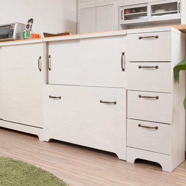 カウンター下収納 チェスト 幅30cm 4段 北欧風 引出し （ カウンター