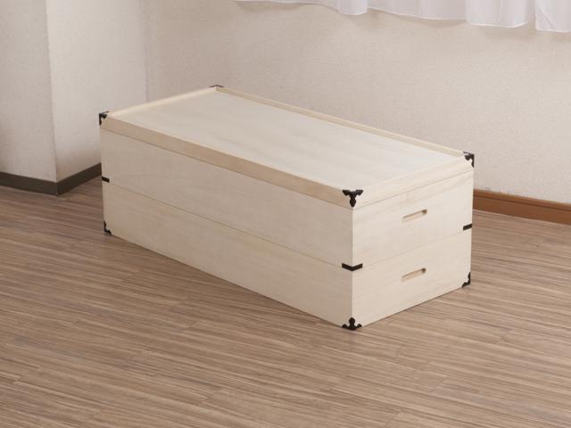 桐 衣装ケース 幅91cm 2段 高さ30cm 衣裳箱 隅金具付 天然木 完成品 （ 桐衣装箱 衣装箱 木製 桐箱 衣類収納 収納 桐箪笥 桐タンス 蓋つき フタ付き 二段 ケース ボックス 収納ケース ）_10