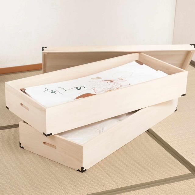 桐 衣装ケース 幅91cm 2段 高さ30cm 衣裳箱 隅金具付 天然木 完成品 （ 桐衣装箱 衣装箱 木製 桐箱 衣類収納 収納 桐箪笥 桐タンス 蓋つき フタ付き 二段 ケース ボックス 収納ケース ）_8