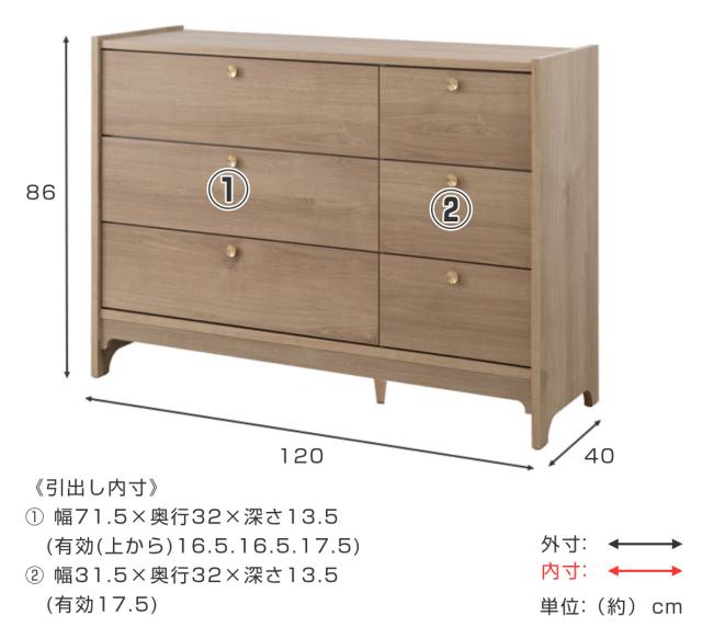 サイドボード 幅120cm 木目調 真鍮 リビング収納 OKU （ ラック 棚 チェスト キャビネット 日本製 完成品 真鍮取っ手 引出し フルスライドレール オーク ウォールナット ）_8