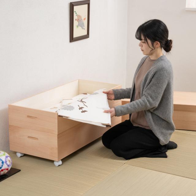 桐衣装箱 4段 高さ63cm 柿渋仕上げ キャスター付き 日本製 （ 桐 衣装箱 衣装ケース 消臭 防虫 柿渋 衣類収納 天然木 収納 家具 吸湿 調湿 国産 四段 たとう紙 仕切り付き ）_14