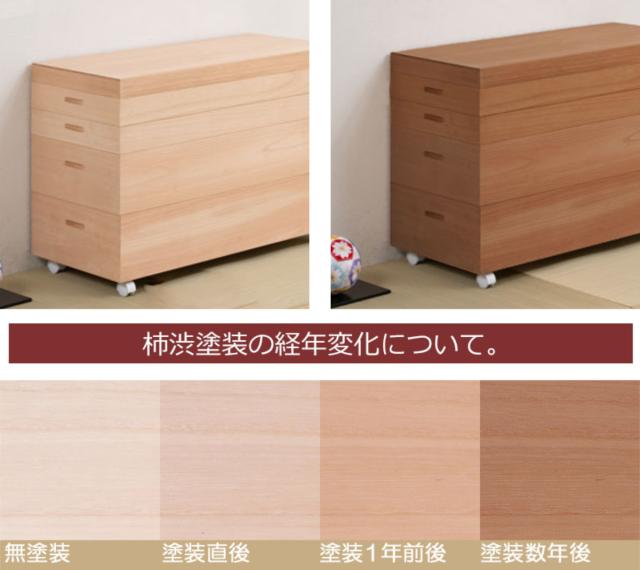 桐衣装箱 4段 高さ63cm 柿渋仕上げ キャスター付き 日本製 （ 桐 衣装箱 衣装ケース 消臭 防虫 柿渋 衣類収納 天然木 収納 家具 吸湿 調湿 国産 四段 たとう紙 仕切り付き ）_8