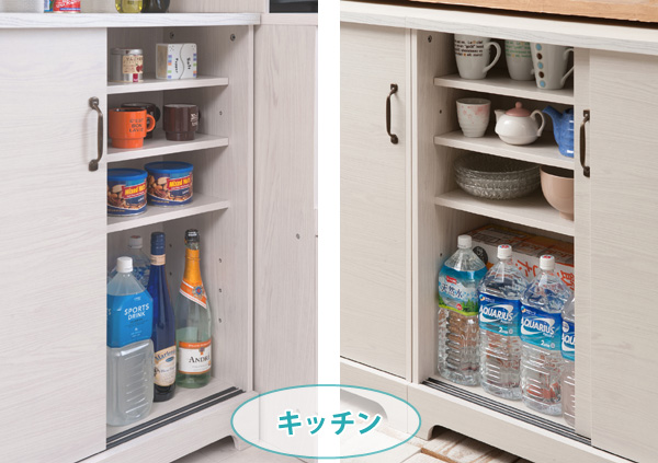 カウンター下収納 キャビネット 北欧風 引戸タイプ 幅90cm （ カウンター収納 収納 引戸 引き戸 リビング 北欧 収納棚 ラック サイドボード 白 ホワイト おしゃれ 90センチ ）_7