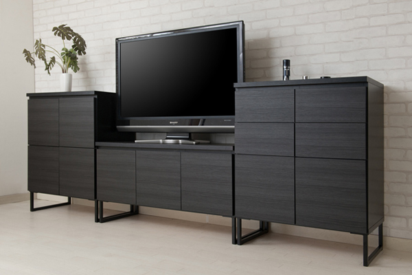 キャビネット スクエアキャビネット 引出しタイプ スタイリッシュ 幅71cm （ ラック スクエア 収納棚 リビングボード 本棚 収納 リビング収納 小物整理 完成品 国産 日本製 引出し 引き出し 引出 扉付き ブラック 黒 木製 ）_4