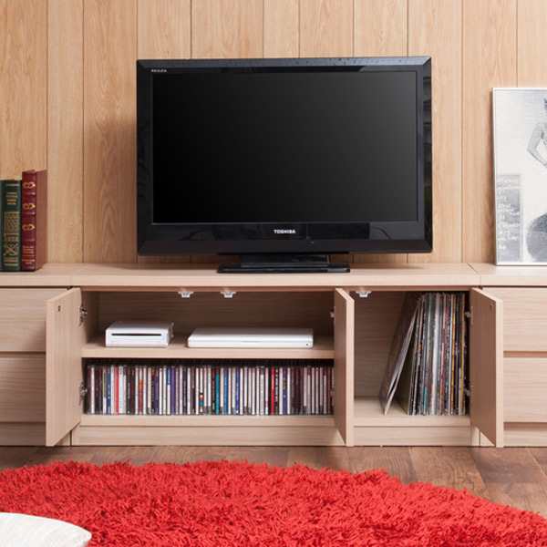 ローキャビネット リビングボード 木目調 約幅105cm （ 完成品 国産 キャビネット ロータイプ テレビ台 TV台 ディスプレイ 収納 リビング収納 小物整理 シンプル 幅105 105センチ 105cm ナチュラル ホワイト ）_4