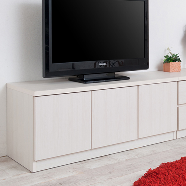 ローキャビネット リビングボード 木目調 約幅105cm （ 完成品 国産 キャビネット ロータイプ テレビ台 TV台 ディスプレイ 収納 リビング収納 小物整理 シンプル 幅105 105センチ 105cm ナチュラル ホワイト ）_7