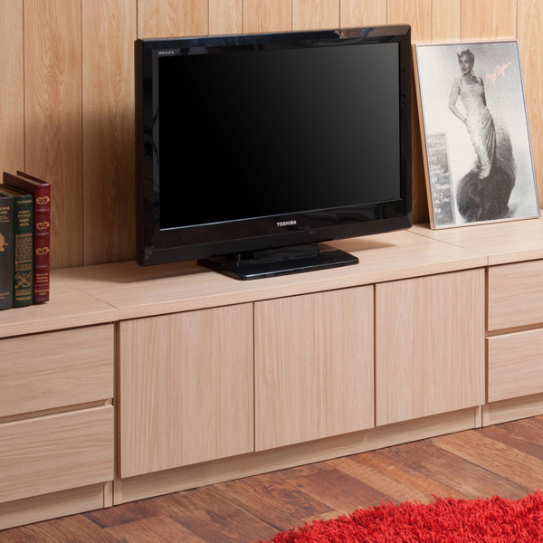 ローキャビネット リビングボード 木目調 約幅105cm （ 完成品 国産 キャビネット ロータイプ テレビ台 TV台 ディスプレイ 収納 リビング収納 小物整理 シンプル 幅105 105センチ 105cm ナチュラル ホワイト ）_8
