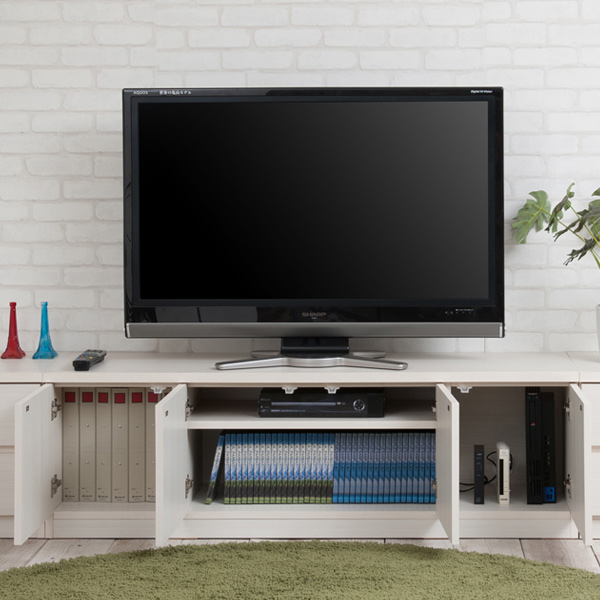 ローキャビネット リビングボード 木目調 幅139cm （ 完成品 国産 キャビネット ロータイプ テレビ台 TV台 ディスプレイ 収納 リビング収納 小物整理 シンプル 幅139 139センチ 139cm ナチュラル ホワイト ）