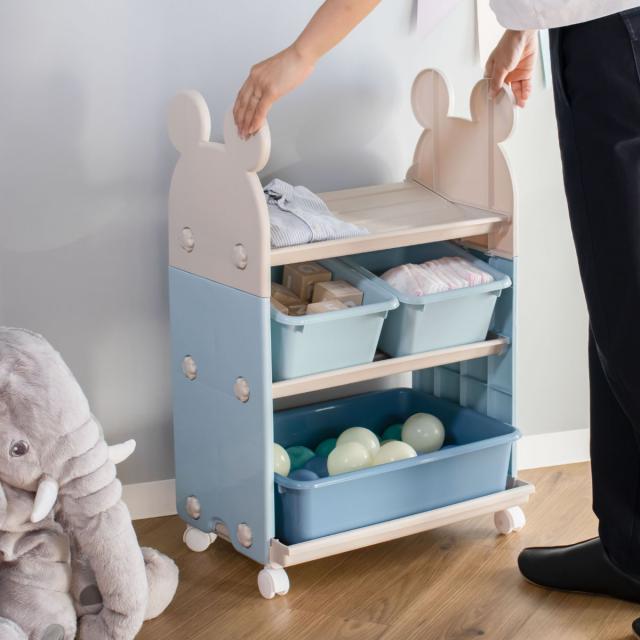 おもちゃ 収納 ラック ミッキーマウス トイステーション エクリュ