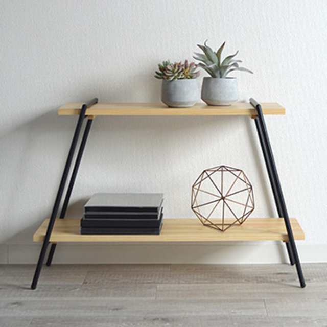 オープンラック COLLEND Iron Leg Rack 2段 ナチュラル （ 天然木 幅78cm シェルフ 棚 飾り棚 スチール 簡単設置 収納 木製 ラック 本棚