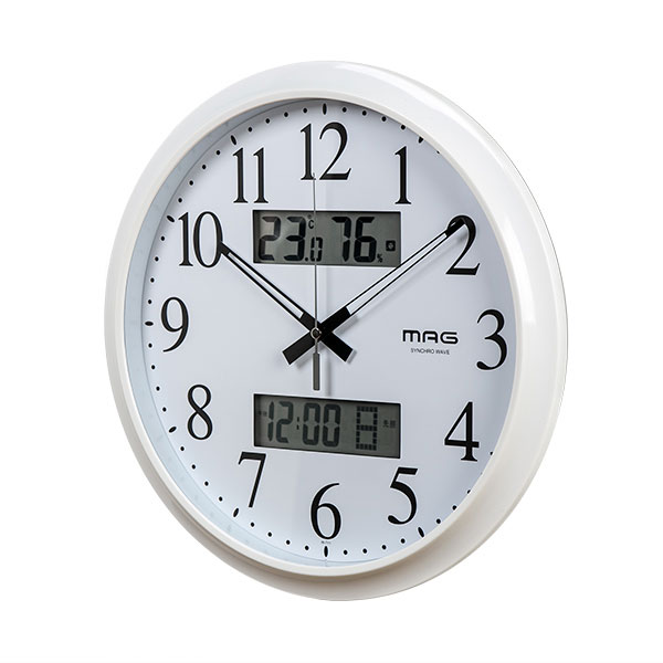 掛け時計 電波 おしゃれ 北欧 シンプル アナログ 温度計湿度計 デジタル表示 掛け時計 電波時計 ダブルリンク 温湿度表示 （ アナログ 電波 時計