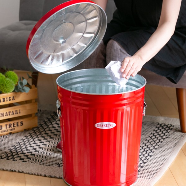 ゴミ箱 33L オバケツ 屋外兼用 キャスター付き （ OBAKETSU ごみ箱 トタン ふた付き 33 リットル ダストボックス柱 バケツ型 収納 収納ケース 屋外 屋内 丸型 ゴミ箱 ふた付き）_11