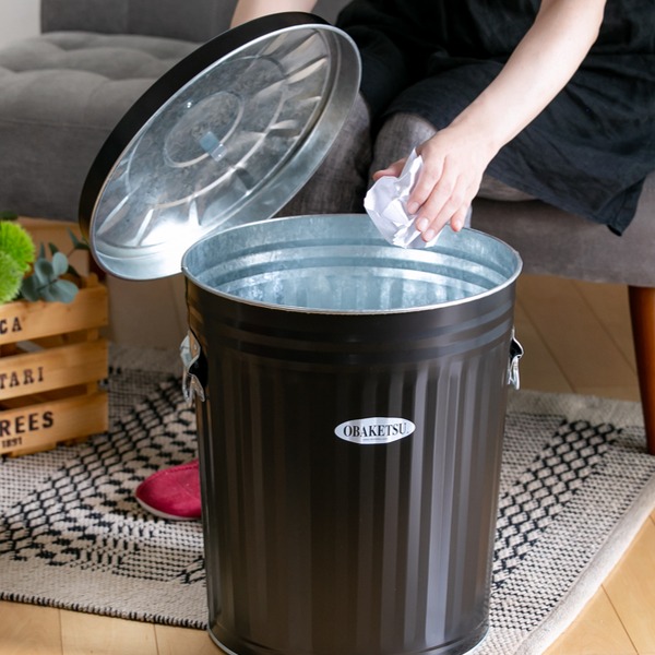 ゴミ箱 33L オバケツ 屋外兼用 キャスター付き （ OBAKETSU ごみ箱 トタン ふた付き 33 リットル ダストボックス柱 バケツ型 収納 収納ケース 屋外 屋内 丸型 ゴミ箱 ふた付き）_13