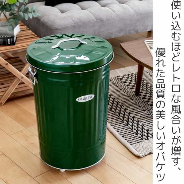 ゴミ箱 42L キャスター付き オバケツ OBAKETSU 屋外兼用 ごみ箱 トタン （ ふた付き 42 リットル ダストボックス 円柱 バケツ型  収納 収納ケース 収納ボックス 屋外 屋内 丸型 ペール リビング 園芸 フタ ）｜au PAY マーケット