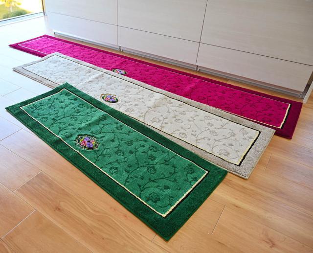 キッチンマット シェニールロゼ 45x240cm 日本製 洗濯可 （ 45cm 240cm 洗える すべり止め加工 高級感 ローズ 薔薇 キッチン マット 台所マット キッチンラグ おしゃれ ウィルトン織り マルチマット ）_2