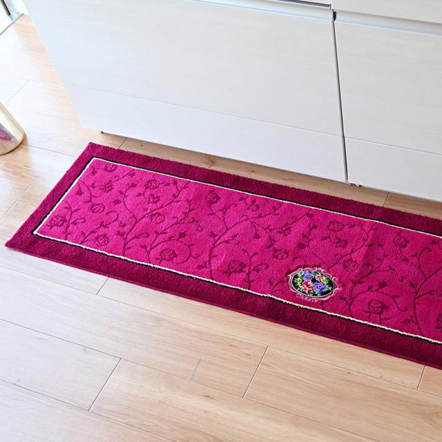 キッチンマット シェニールロゼ 45x240cm 日本製 洗濯可 （ 45cm 240cm 洗える すべり止め加工 高級感 ローズ 薔薇 キッチン マット 台所マット キッチンラグ おしゃれ ウィルトン織り マルチマット ）_9
