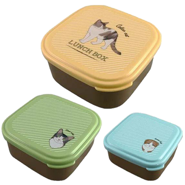 お弁当箱 シール容器 3個セット ネコカラー 保存容器 弁当箱 セット デザート容器 デザートケース コンパクト シールケース ランの通販はau Pay マーケット お弁当グッズのカラフルbox