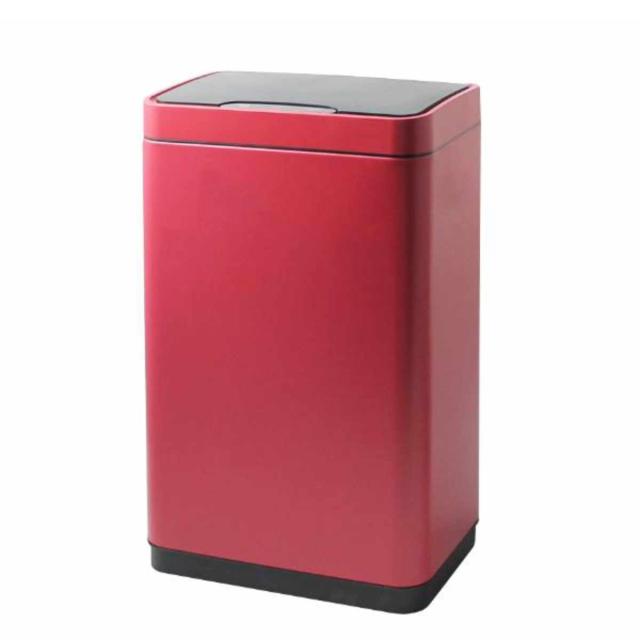 ゴミ箱 50L JAVA Vegas センサー 電池式 （ ごみ箱 50リットル 大容量 ジャバ ベガス 奥行25.6 スリム ふた付き 自動開閉 自動 角型 レッド 袋 見えない 静音 ゆっくり閉まる シンプル リビング コンパクト おしゃれ ）_3