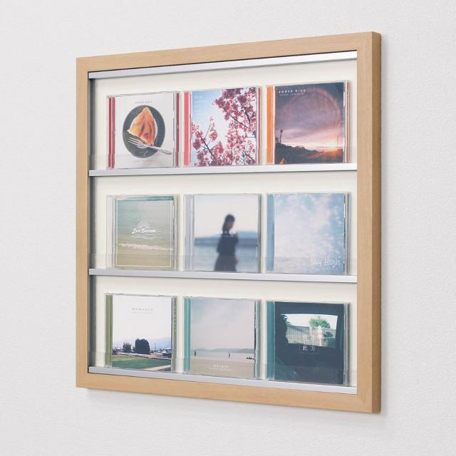 CDラック 55.6×55.6cm 壁掛け CD 9枚 収納 ディスプレイ L412