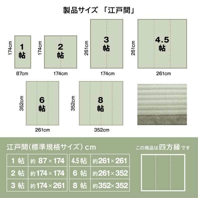 上敷き 洗えるPP製 宇治 江戸間 6畳 約261×352cm 抗菌 上敷き 洗えるPP製 宇治 江戸間 6畳 約261×352cm 抗菌
