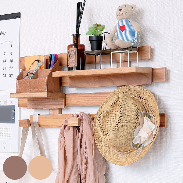 すのこ 壁掛け 壁に取り付けられるすのこ 壁面収納 （ 壁 壁面 収納 ウォールシェルフ フック 壁掛けフック 木製 ウォールラック シェルフ ラック リビング収納 玄関収納 おしゃれ ）