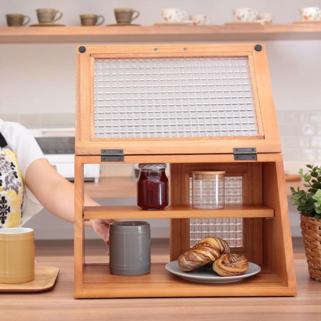 ブレッドケース Showcase 木製 幅40cm 高さ25cm （ キッチン