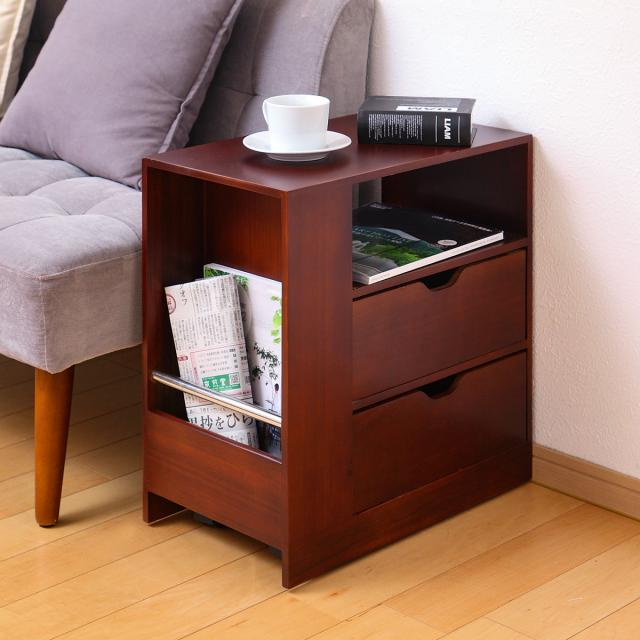 サイドテーブル 幅47cm 木製 ソファサイドワゴン 軽量 （ ワゴン