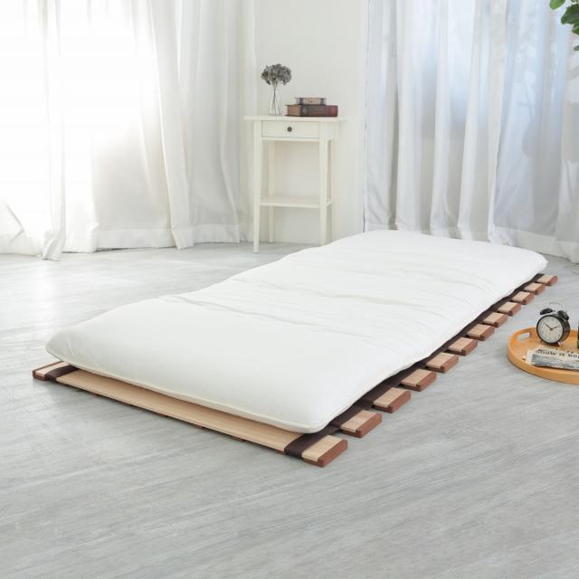 すのこベッド ４つ折れ式 セミダブル 薄型軽量 天然木 （ スノコ すのこ マット 折りたたみ 四つ折り 桐 布団 ふとん 下 布団干し 簡単 湿気 カビ 対策 薄い 軽い 完成品 ）_16