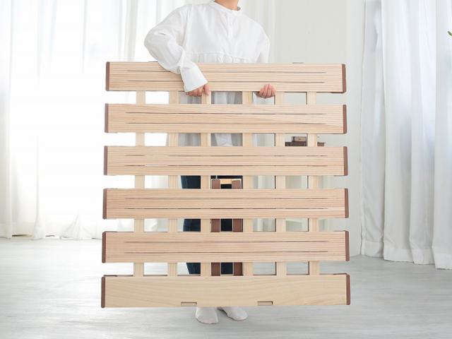 すのこベッド ２つ折れ式 シングル 薄型軽量 天然木 （ スノコ すのこ マット 折りたたみ 二つ折り 桐 布団 ふとん 下 布団干し 薄い 軽い 湿気 カビ 対策 完成品 ）_9