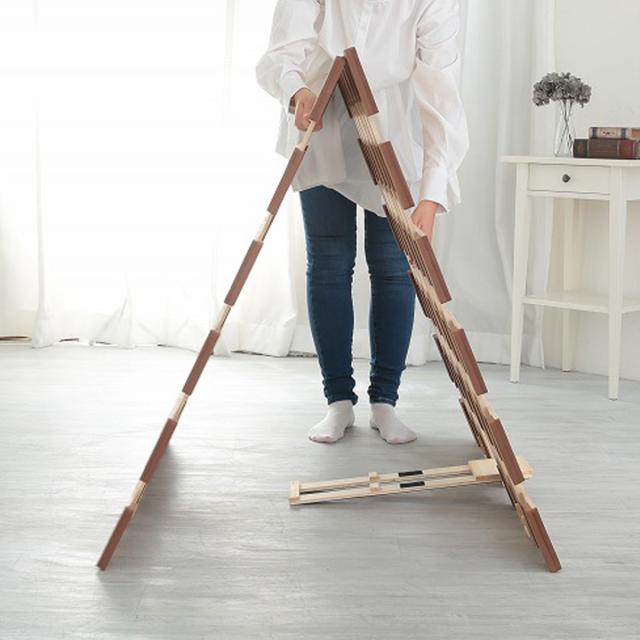 すのこベッド ２つ折れ式 ダブル 薄型軽量 天然木 （ スノコ すのこ マット 折りたたみ 二つ折り 桐 布団 ふとん 下 布団干し 薄い 軽い 湿気 カビ 対策 完成品 ）_14