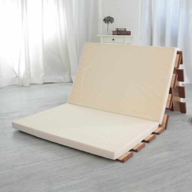すのこベッド ３つ折れ式 セミシングル 薄型軽量 天然木 （ スノコ すのこ マット 折りたたみ 三つ折り 桐 布団 ふとん 下 布団干し 薄い 軽い 湿気 カビ 対策 完成品 ）_19
