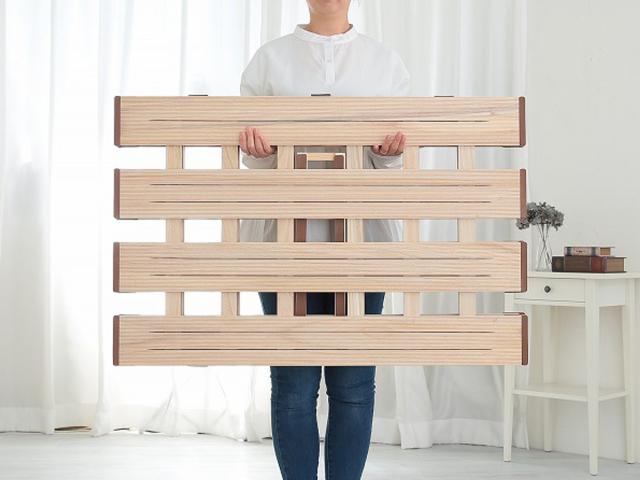 すのこベッド ３つ折れ式 セミシングル 薄型軽量 天然木 （ スノコ すのこ マット 折りたたみ 三つ折り 桐 布団 ふとん 下 布団干し 薄い 軽い 湿気 カビ 対策 完成品 ）_8