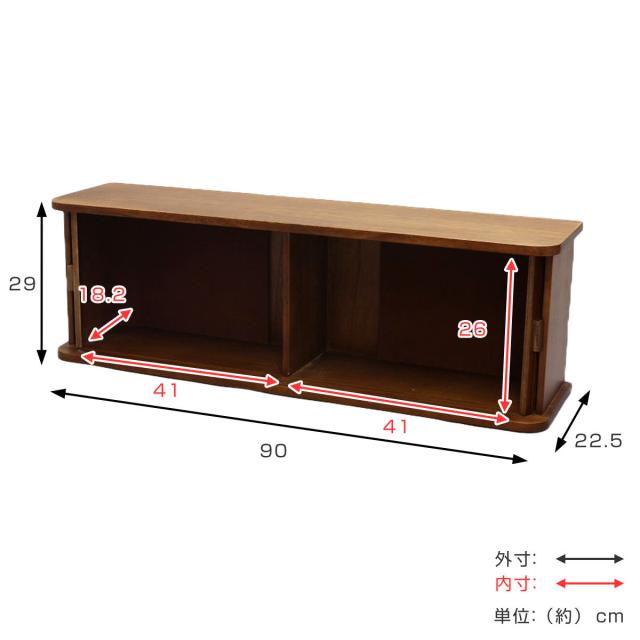 カウンター上収納 ジャバラ扉式カウンター上収納庫 幅90cm （ 天然木 桐 調味料ラック キッチン収納 スパイスラック カウンター収納 卓上ラック カウンターラック キッチン ラック 小物収納 小物入れ 収納棚 木製 桐製 90cm ）_3