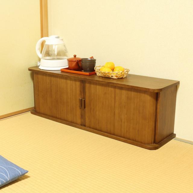 カウンター上収納 ジャバラ扉式カウンター上収納庫 幅90cm （ 天然木 桐 調味料ラック キッチン収納 スパイスラック カウンター収納 卓上ラック カウンターラック キッチン ラック 小物収納 小物入れ 収納棚 木製 桐製 90cm ）_9